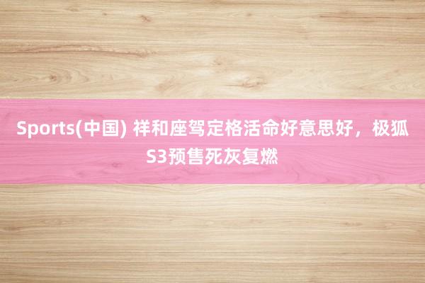 Sports(中国) 祥和座驾定格活命好意思好，极狐S3预售死灰复燃