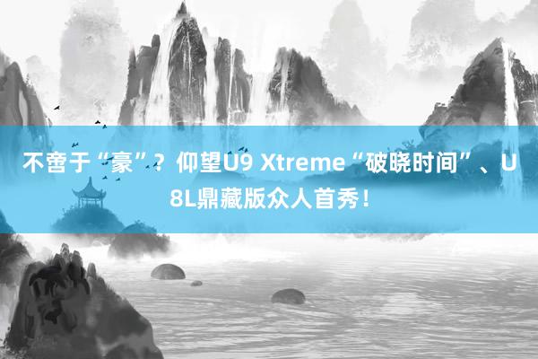 不啻于“豪”？仰望U9 Xtreme“破晓时间”、U8L鼎藏版众人首秀！